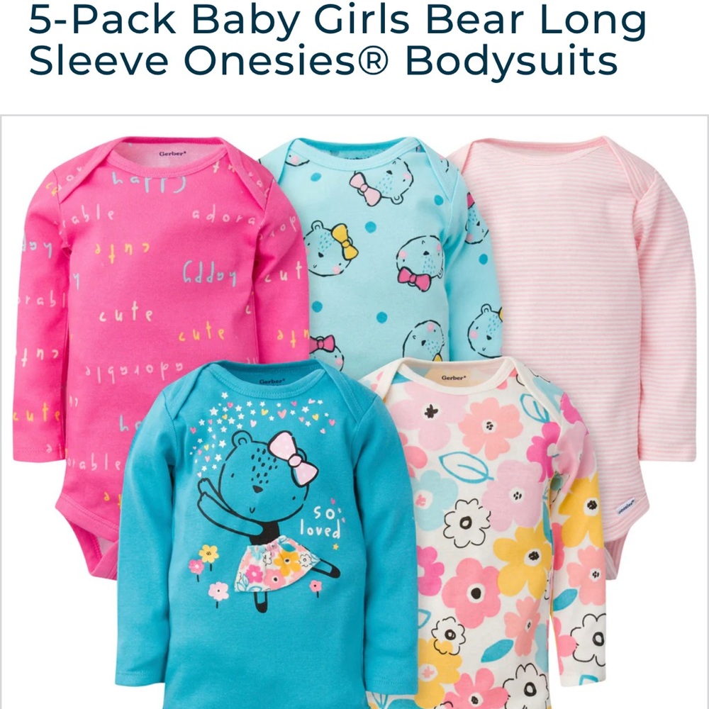 NWT!! Brand new 5 pack Gerber long sleeve 3-6M onesies